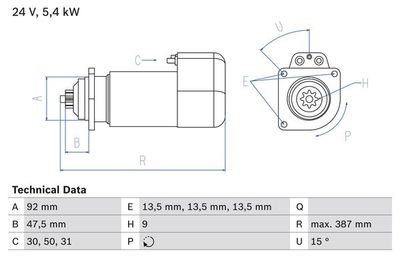 Motorino avviamento 24V man/Mercedes/setra