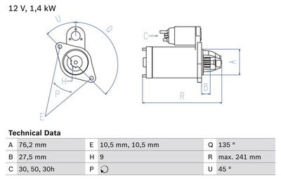 Motorino avviamento 12V BMW 316i E30 1982>
