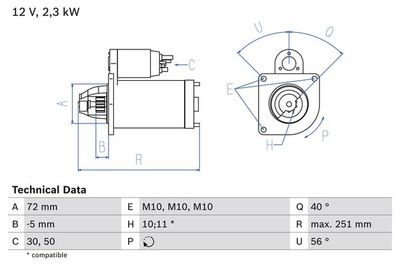 Motorino avviamento 12V (11D) gruppo psa/Fiat