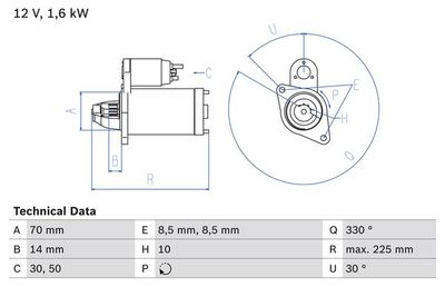 Motorino avviamento 12v mercedes classe a/b (169/245) cdi