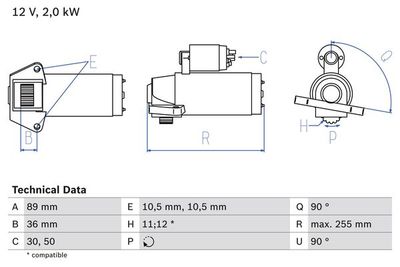 Motorino avviamento 12V Fiat Ducato/Ford Transit 2.8 tdci