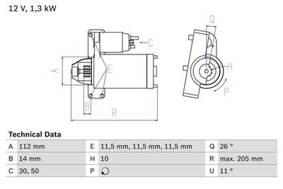 Motorino d'Avviamento LANCIA Phedra, CITROEN C3, C5, C8 09.2002 09.2005