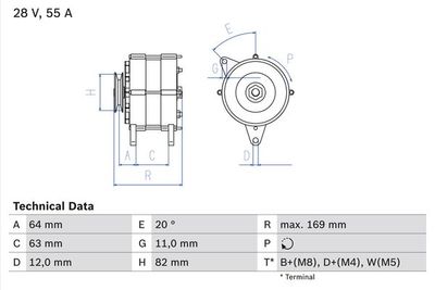 Alternat.rev.24V55AH Iveco 65-100-150-160-170E15