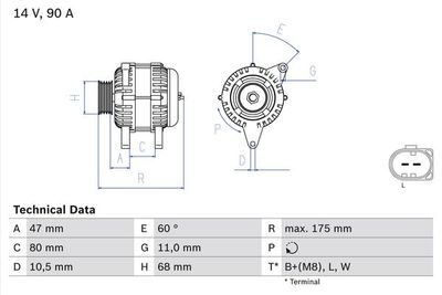 Alternatore 12V 90A mascotte