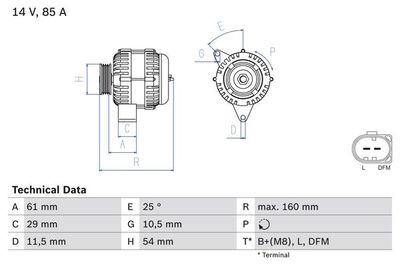 Alternatore 14V 85A smart fortwo 0.8 CDI 1999>