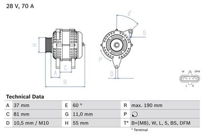 Alternatore 28V 70A Iveco eurocargo