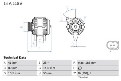 Alternatore bx 14V 110A Fiat Ducato Iveco daily