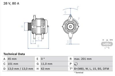 Alternatore 28V 80A magnum/Volvo fh/fm truck