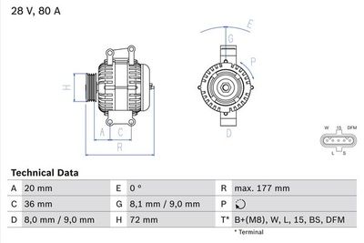 Alternatore 28V 80A scania serie l/g/k/p/r