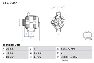 Alternatore 12V 100A MINI cooper/one 1.4/1.6 2001>