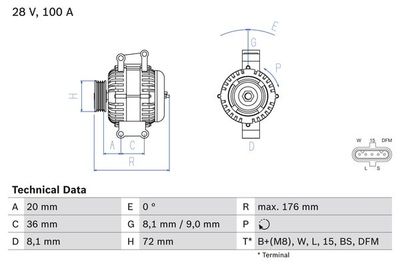 Alternatore 28V 100A scania R310/400 T340/380