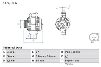Alternatore 12V 90A Mercedes sprinter CDI 2006>