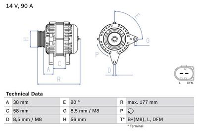 Alternatore 14V 90A Seat Ibiza 1.2/Skoda Fabia 1.2/VW Polo 1.2