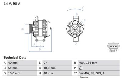 Alternatore 14V 90A Ford
