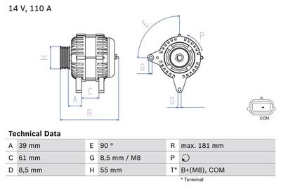 Alternatore 12V 110A III/ II 1.6 16V