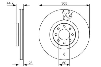 Disco freno ant.vent.305,00mm Fiat g.Punto Abarth