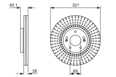 Disco freno ant.vent.321,0mm Hyundai santa fe 2012>
