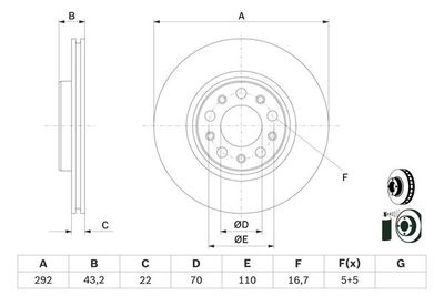 Disco freno post.vent.292,0mm Alfa Romeo 159/Giulia