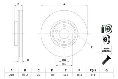 Disco freno ant.vent.318,0mm Audi A4/Audi A5 2018>