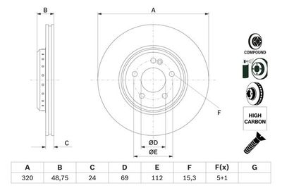 Disco freno post.vent.320,0mm Mercedes classe c/e 2018>