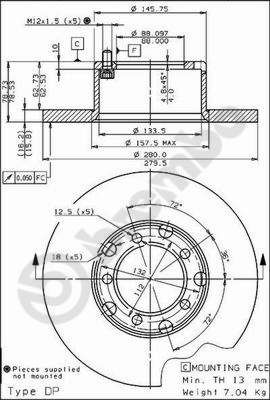 Dischi freno anteriore Mercedes-Benz T1 bus (601) 05/