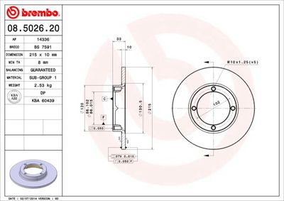 Brembo 08.5026.20 / discofreno prime line