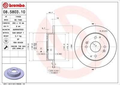 Dischi freno posteriore acura cl Coupé 10/96-09/03 / h