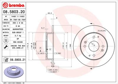 Dischi freno posteriore acura cl Coupé 10/96-09/03 / h