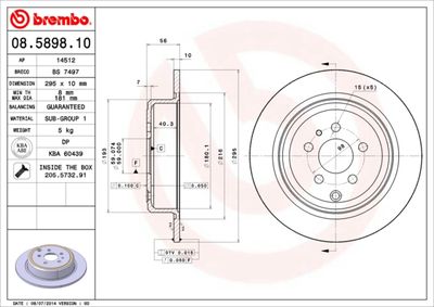 Disco freno posteriore, 295x10 mm, pieno, con viti