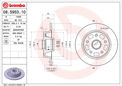 Brembo 08.5953.10 / discofreno prime line