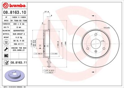 Dischi freno anteriore smart Cabrio (450) 03/00-01/04