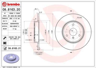 Dischi freno anteriore smart fortwo Cabrio (451) 01/0