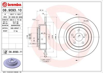 Dischi freno posteriore Subaru legacy III (be) 10/98-0
