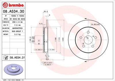 Dischi freno posteriore Lexus ct (ZWA10_) 12/10-> / su