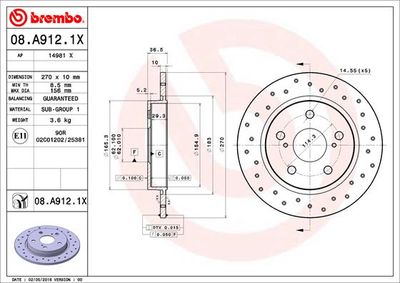 Dischi freno posteriore Toyota auris (_E15_) 10/06-09/