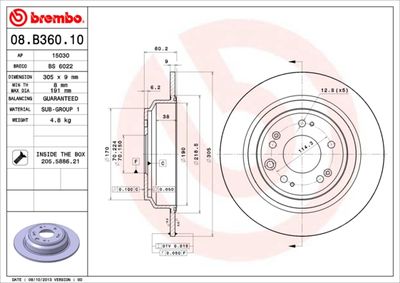Dischi freno posteriore Honda accord IX saloon (CR) 09