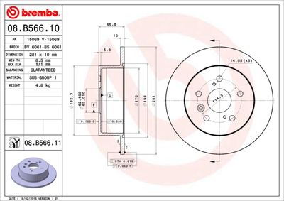 Dischi freno posteriore Toyota camry saloon (_V4_) 01/