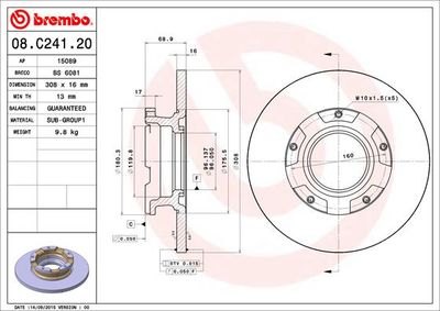 Dischi freno posteriore Ford Transit custom V362 bus (