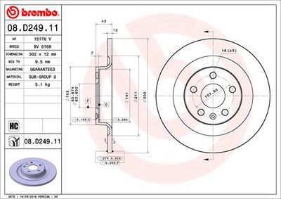 Dischi freno posteriore Volvo S90 II (234) 01/16-> / V