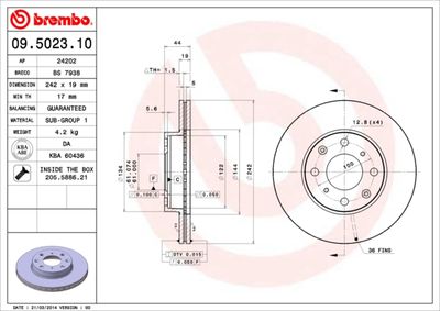 Dischi freno anteriore acura integra Coupé 01/85-12/9