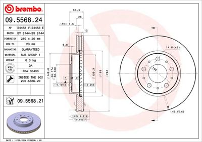 Dischi freno anteriore Volvo 850 (854) 06/91-10/97 /