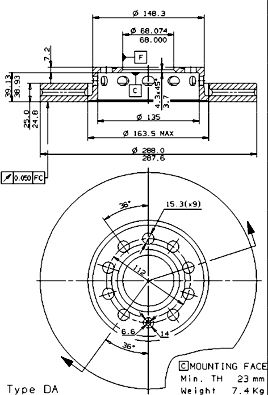 Dischi freno anteriore Audi (faw) A6 (C5, 4Y8) 09/99-