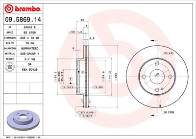 Dischi freno anteriore Mazda 121 II (db) 11/90-05/97