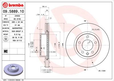Dischi freno anteriore Opel omega b (V94) 03/94-12/05