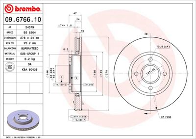 Dischi freno anteriore Ford cougar (ec_) 08/98-12/01