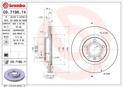 Dischi freno anteriore Audi A4 (8D2, B5) 11/94-12/01