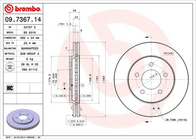 Dischi freno anteriore Chrysler voyager / grand voyag