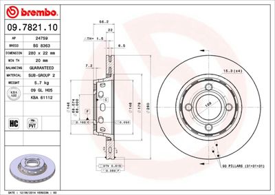 Dischi freno anteriore Audi 80 (8C2, B4) 09/91-07/95