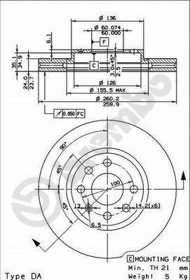 Dischi freno anteriore Chevrolet Corsa hatchback 03/0