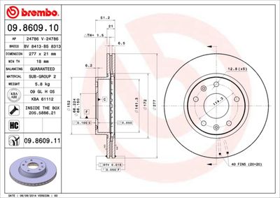 Brembo 09.8609.10 / discofreno prime line